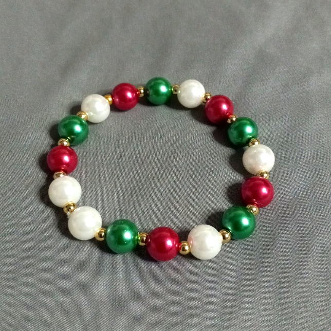 Red, Green, White Christmas Bracelet
